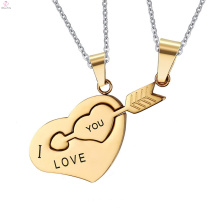 Alphabet amour en acier inoxydable Puzzle couple collier pendentif coeur